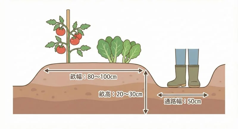 家庭菜園の通路幅はどれくらい？作業別の目安と畝幅とのバランス
