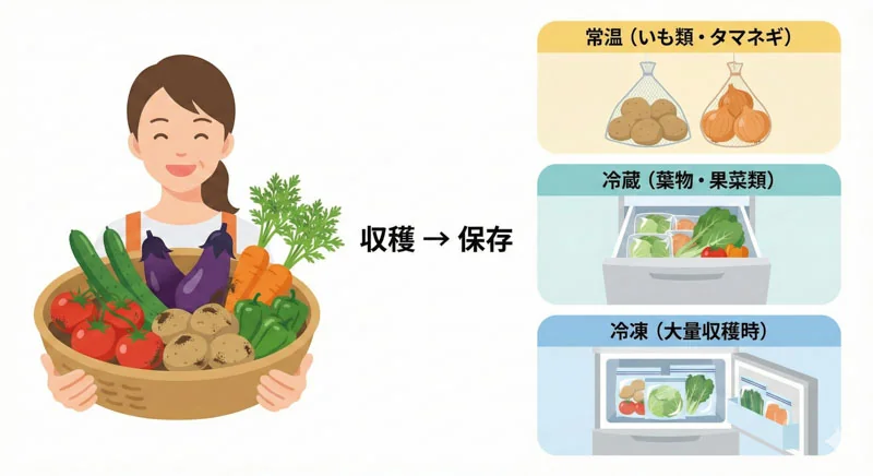収穫した野菜の保存方法｜常温・冷蔵・冷凍の使い分け