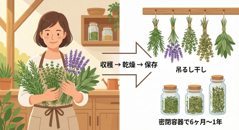 家庭菜園のハーブを乾燥させて保存する基本とアイデア