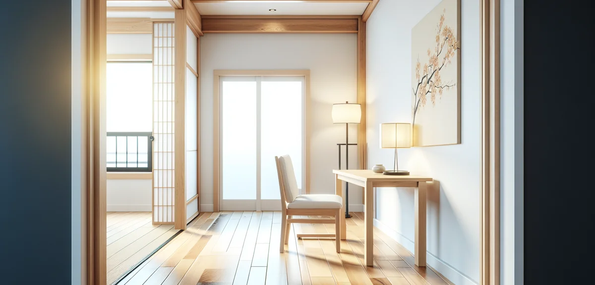 Modern Western-style room after renovation from Japanese room, wooden flooring, white walls, bright