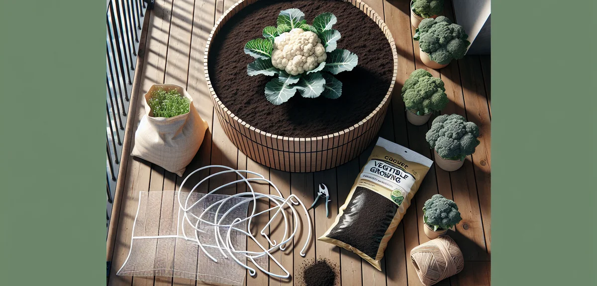 A large deep round planter filled with rich dark potting soil, a bag of vegetable growing mix, botto