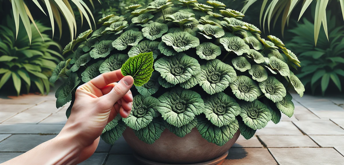 Mature sanchu plants in a planter showing the characteristic layered growth pattern with large outer