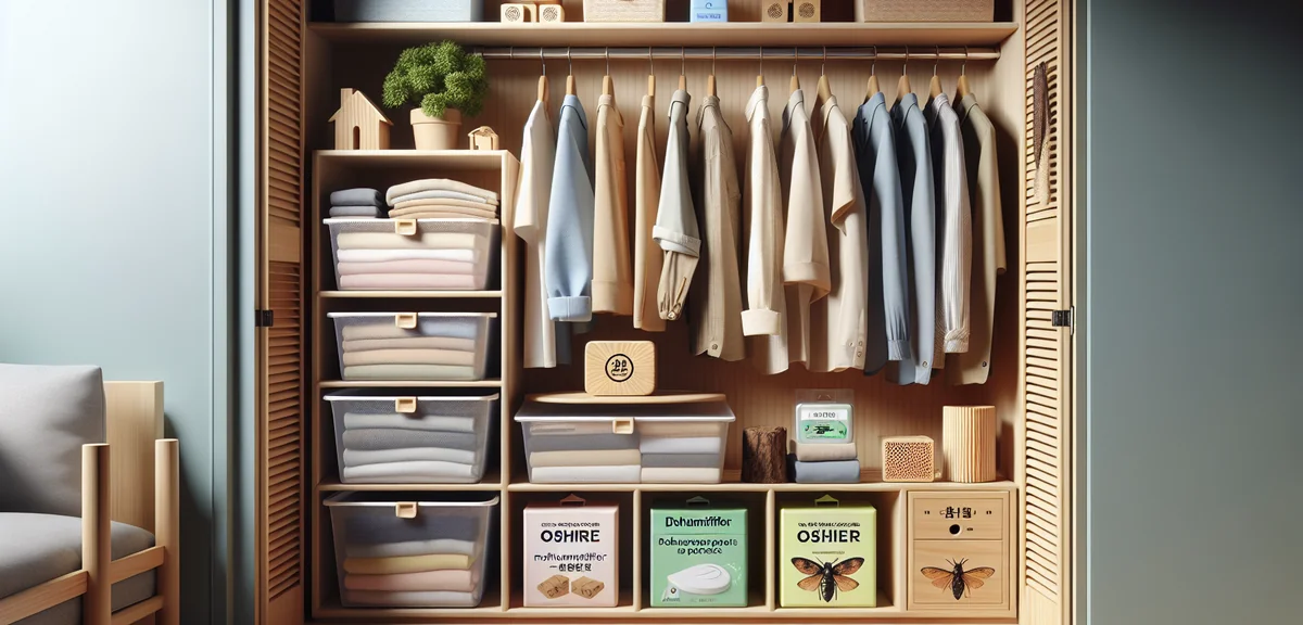 Inside a Japanese oshiire closet with moisture-absorbing products, cedar blocks, and neatly organize