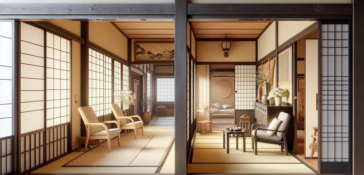 A Japanese home from the early Showa period showing a hallway connecting a Western-style parlor room