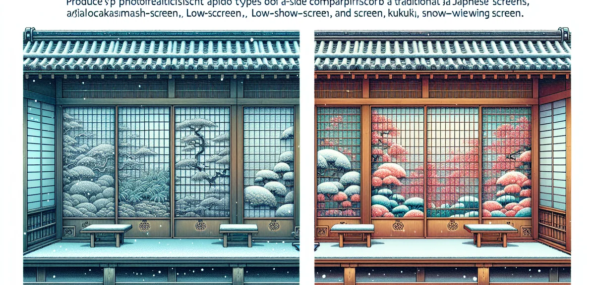 荒組障子、腰付障子、雪見障子が並んだ比較イメージ。それぞれの構造の違いが分かるように描かれている