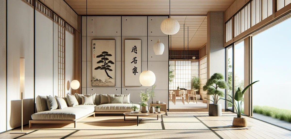 Modern Japanese living room with a small tatami corner (koagari) integrated into a contemporary LDK 
