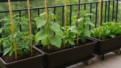 ベランダ菜園の防風対策｜支柱固定とプランター転倒防止