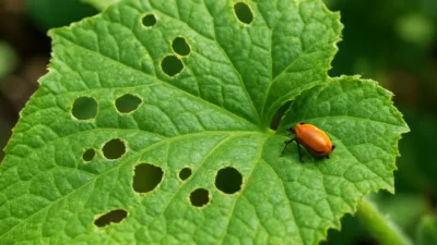 ウリハムシの対策｜葉の円い食べ跡